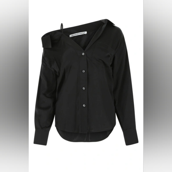 15. NWT ALEXANDER WANG OFF THE SHOULDER TOP WITH SCRUNCHIE STRAP SIZE XS - Picture 2 of 8